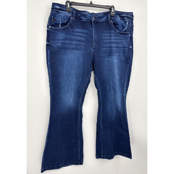 KanCan Flare High Rise Jean Dark Wash Blue Size 22 Plus - Picture 2 of 6